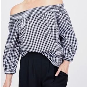 Ava Off the Shoulder Gingham Blouse